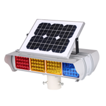 太陽(yáng)能4組雙面帶帽檐紅黃藍(lán)爆閃燈