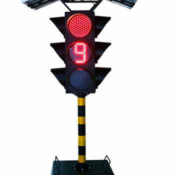 太陽能滿盤帶倒計(jì)時(shí)移動(dòng)信號燈4面3燈